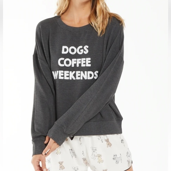 Z Supply Elle Dog Sweatshirt, Charcoal Grey, Size M - Picture 4 of 9